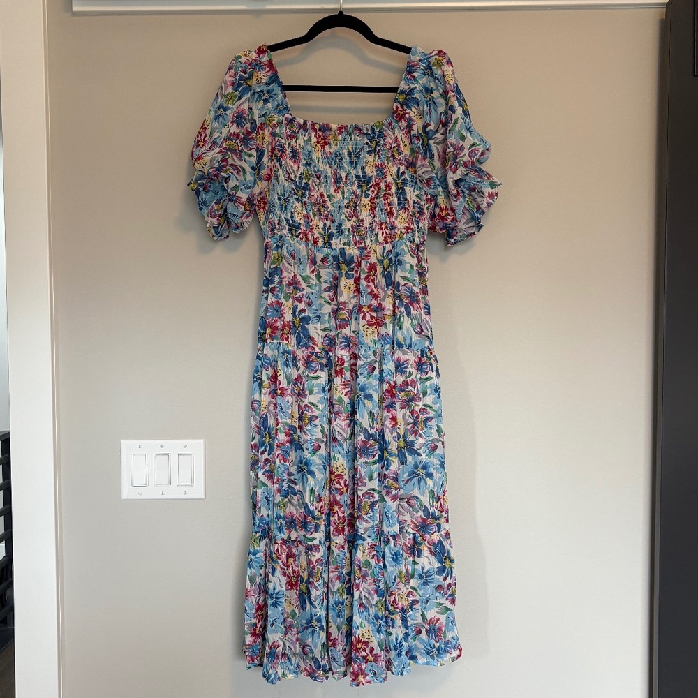 Eesome Floral Dress - Blue and Pink